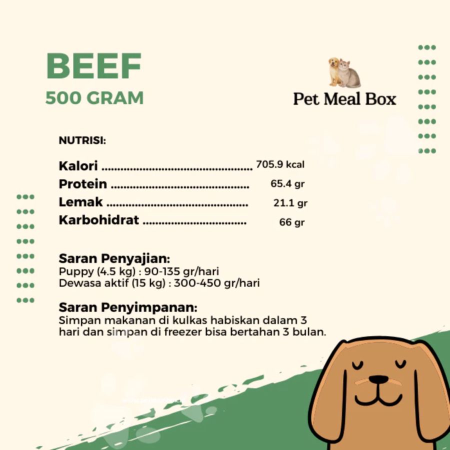Pet Meal Box Beef Makanan Anjing Basah 500gram
