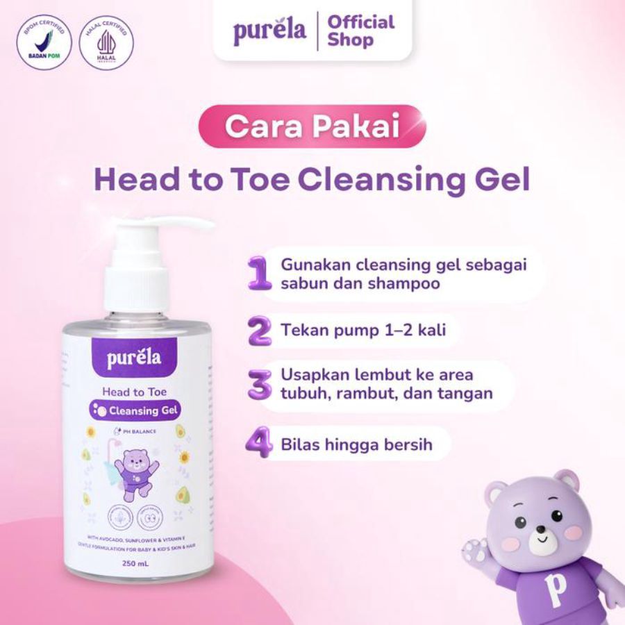 Purela Head to Toe Baby & Kids Cleansing Gel 250ml