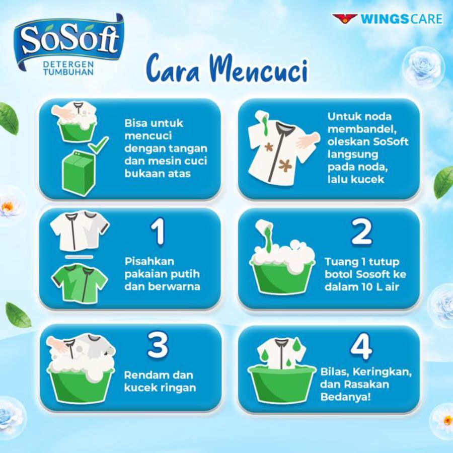 So Soft Rose & Waterlily Deterjen Cair Pouch 1500ml