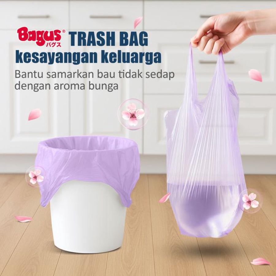 Bagus Trashbag Roll T-shirt Size 45 x 55 cm 24 Liter Fresh Scented 24 Bags 24bags