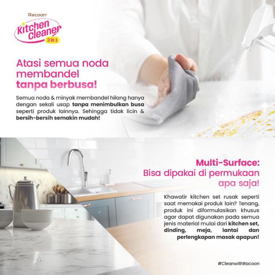 Racoon Kitchen Cleaner Cairan Pembersih Dapur Spray 600ml