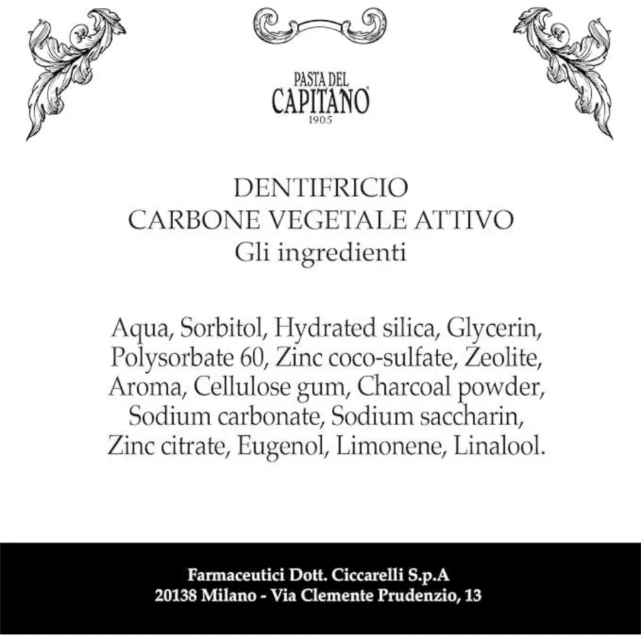 Pasta del Capitano 1905 Whitening Charcoal Toothpaste 75ml