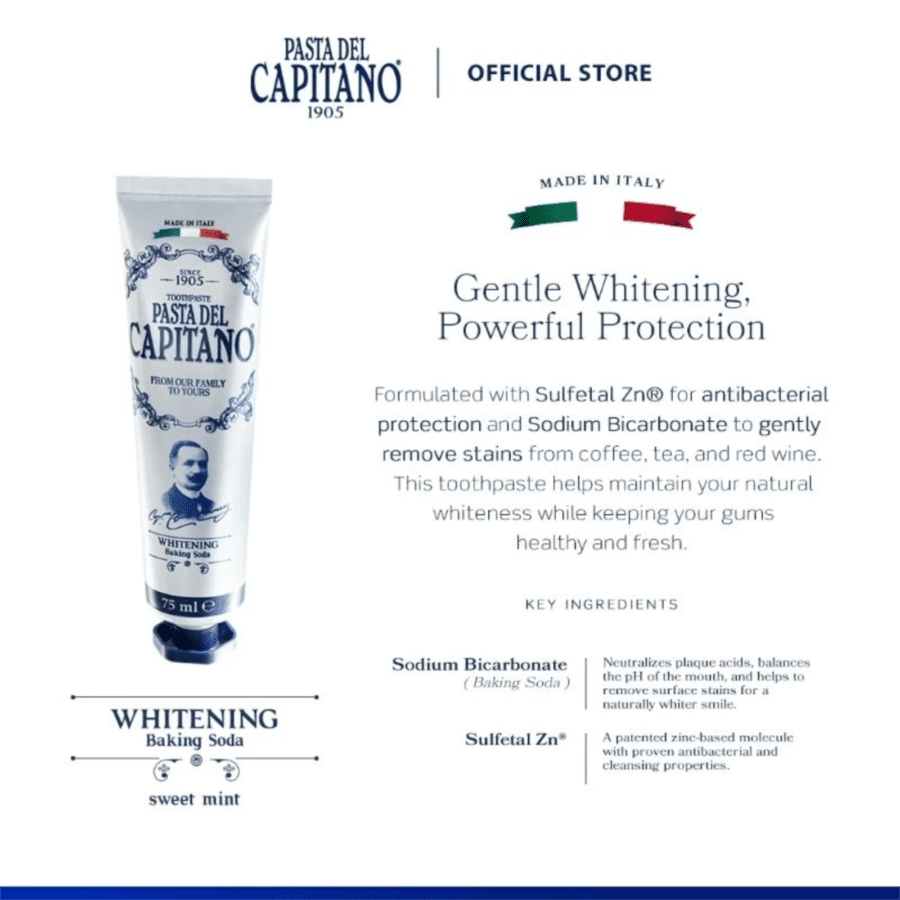 Pasta del Capitano 1905 Baking Soda Whitening Booster Toothpaste 75ml