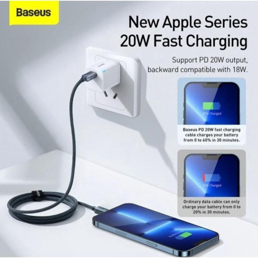 Baseus Crystal Shine Series Type-C to iP 20 Watt 1.2 m Black