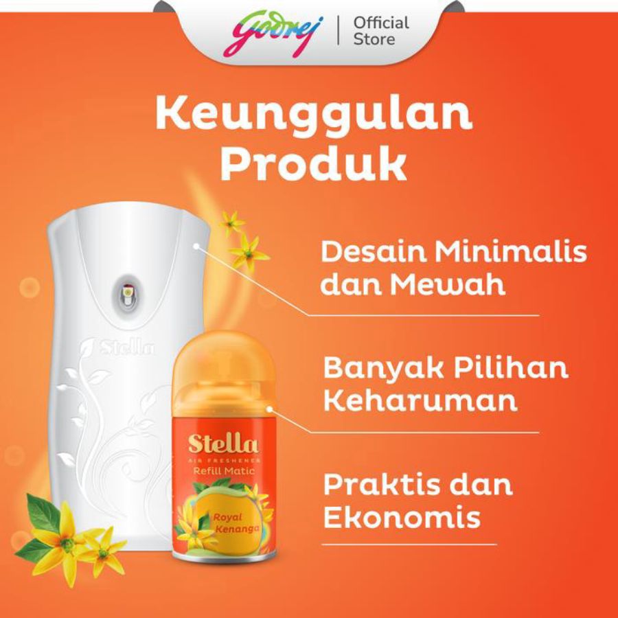 Stella Air Freshener Matic Royal Kenanga (Cananga Lullaby) Pengharum Ruangan 1pack