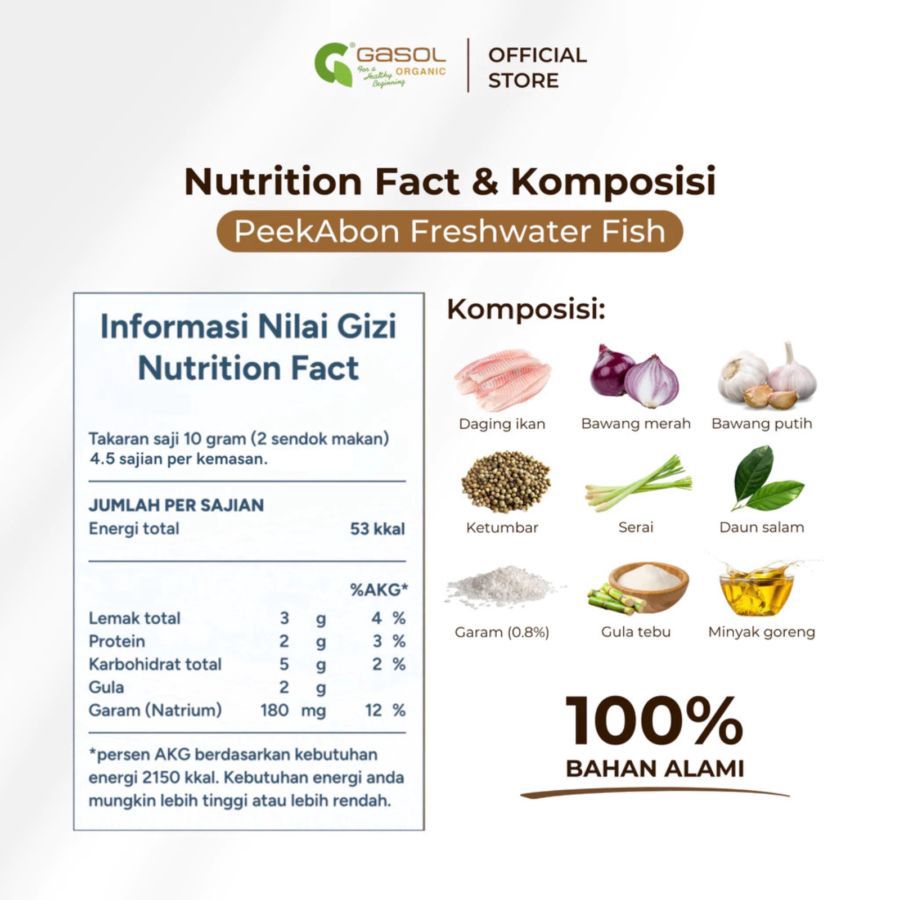 GASOL Organic PeekAbon Freshwater Fish MPASI 45gram