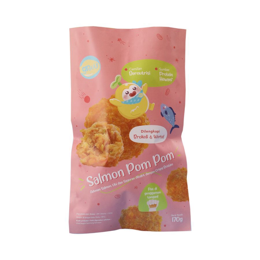 Grouu Finger Food Salmon Pom Pom Snack Bayi 187gram