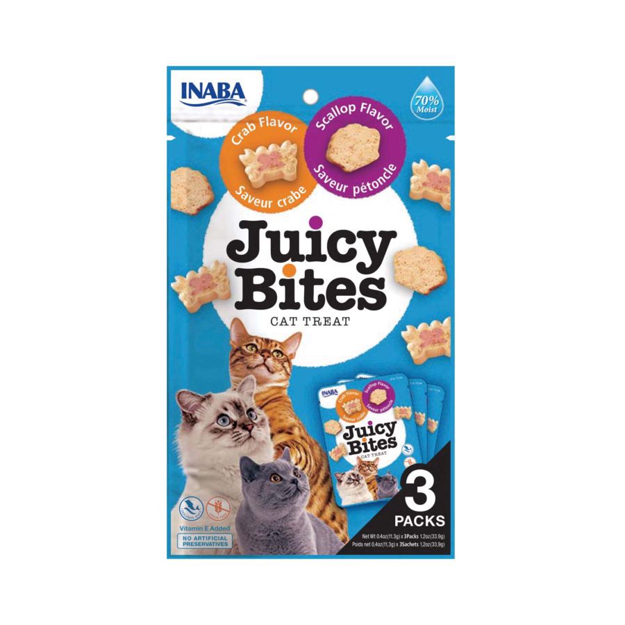 INABA Juicy Bites Scallop & Crab Snack Kucing 3 Sachets x 11 Gram 1pack