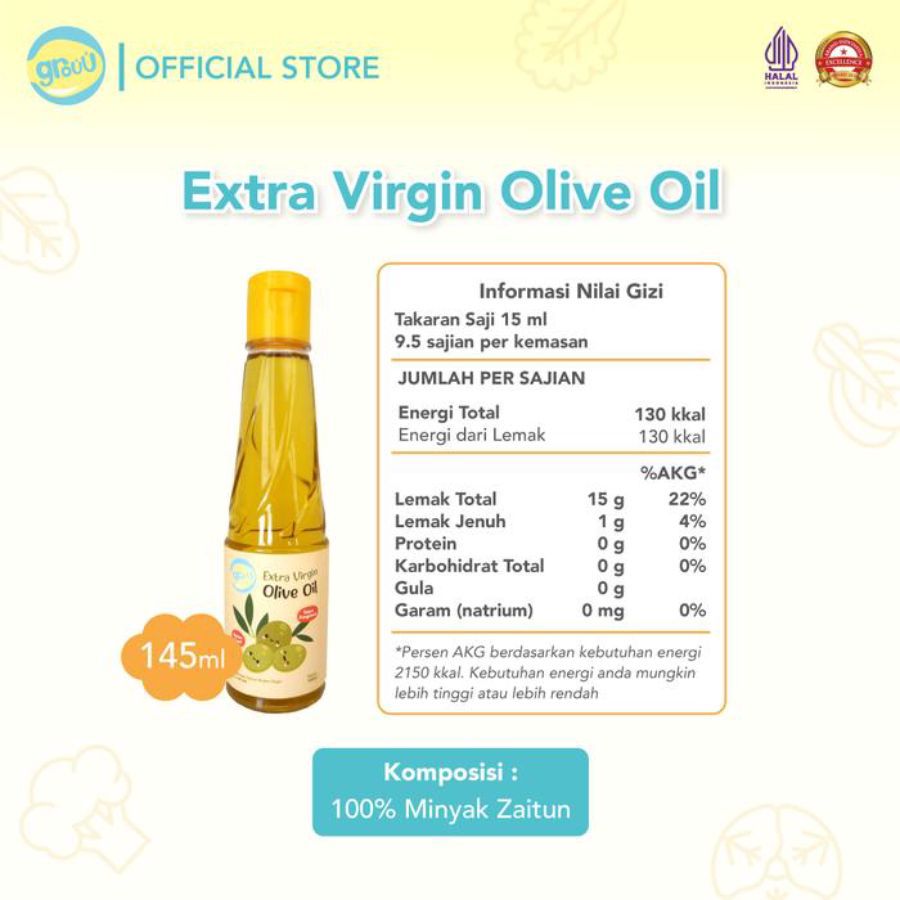 Grouu Extra Virgin Olive Oil MPASI 145gram