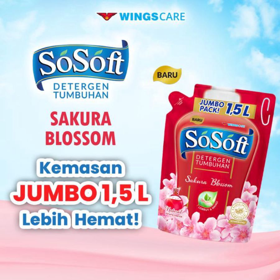 So Soft Sakura Blossom Deterjen Cair Pouch 1500ml