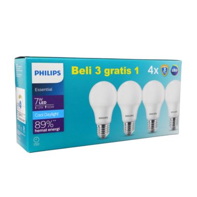 Philips Essential 7W E27 Multipack Cool Daylight Lampu LED
