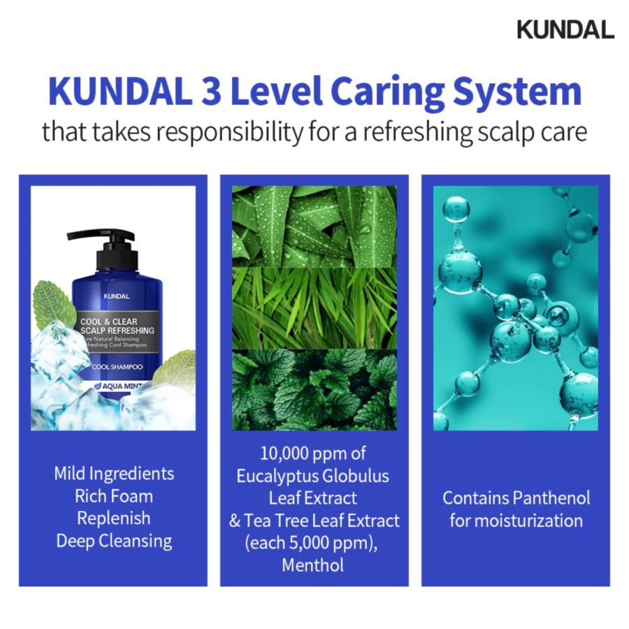 Kundal Cool & Clear Scalp Refreshing Aqua Mint Shampoo 500ml