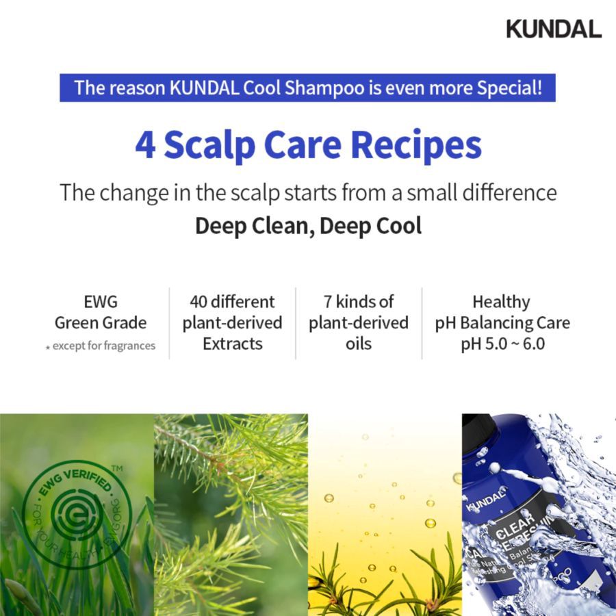 Kundal Cool & Clear Scalp Refreshing Aqua Mint Shampoo 500ml