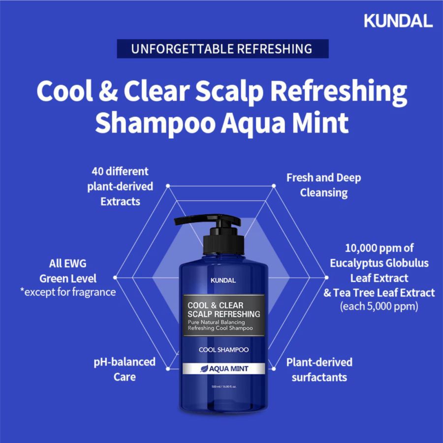 Kundal Cool & Clear Scalp Refreshing Aqua Mint Shampoo 500ml