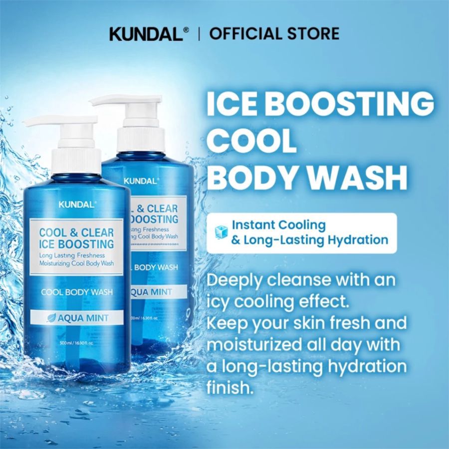 Kundal Cool & Clear Ice Boosting Aqua Mint Body Wash Bottle 500ml