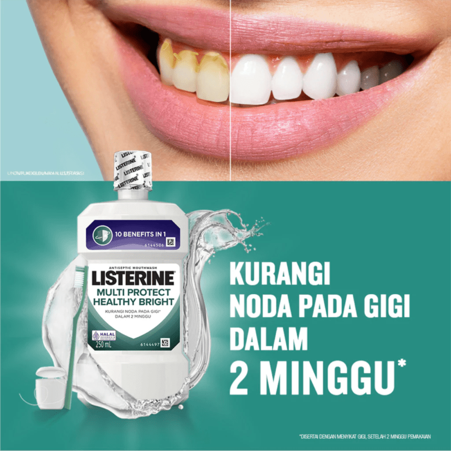 Listerine Multi Protect Healthy Bright Antiseptic Mouthwash 250ml