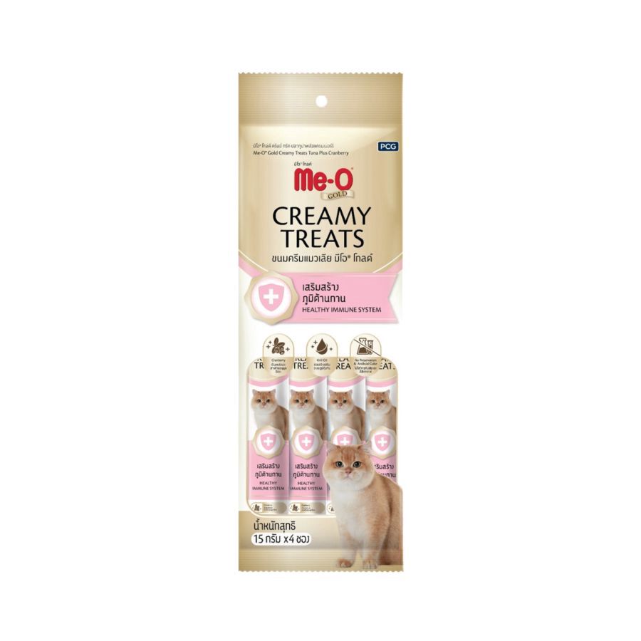 Me-O Gold Creamy Treats Tuna Cranberry Snack Kucing 4 sticks x 15 gram 1packs
