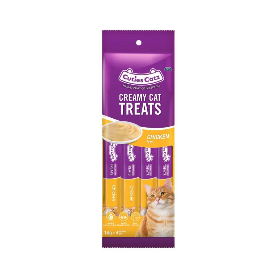 Cuties Catz Creamy Chicken Snack Kucing 4 sticks x 14 gram 4sachets
