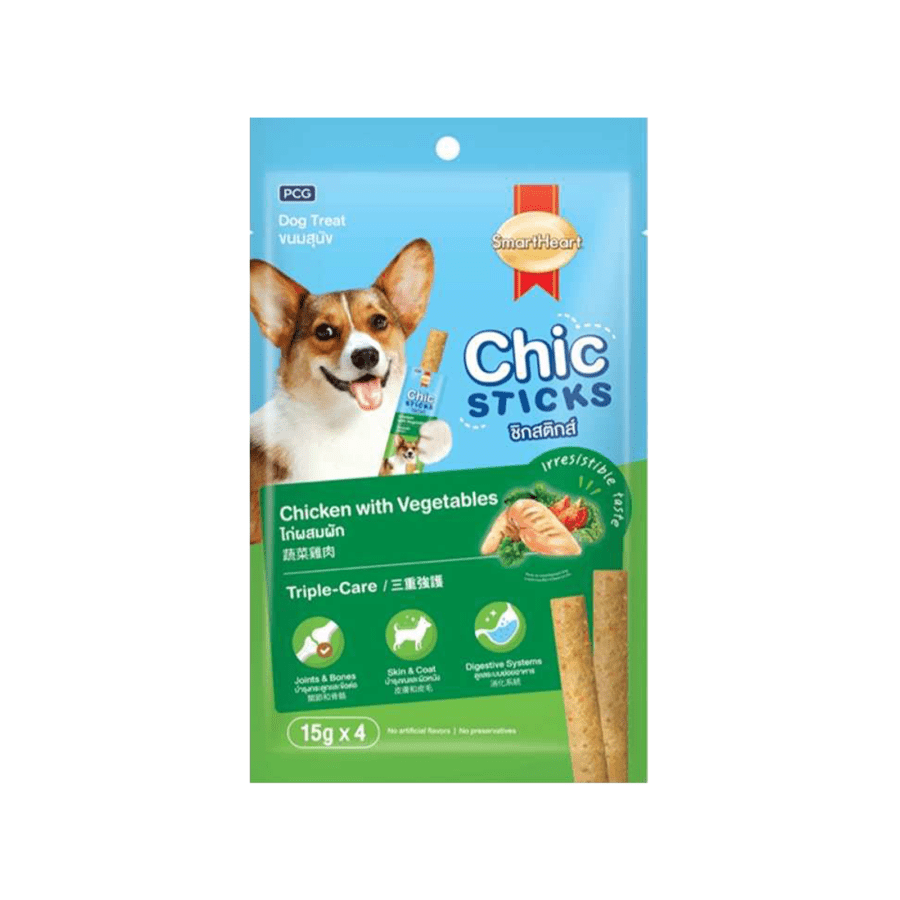 SmartHeart Chic Sticks Chicken & Vegetable Snack Anjing 4sticks x 15gram 60gram