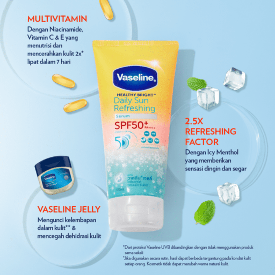 Vaseline Healthy Bright Daily Sun Refreshing Serum Sunscreen SPF 50 PA+++ 170ml