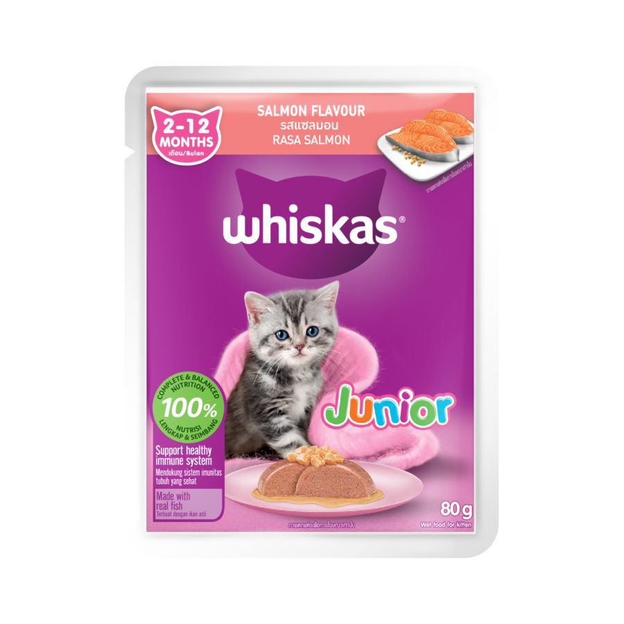 Whiskas Junior Salmon Makanan Kucing Basah 80gram