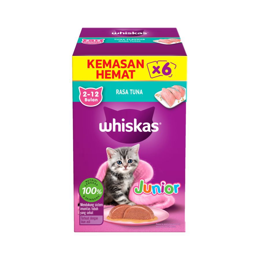 Whiskas Junior Tuna Makanan Kucing Basah 6 sachet x 80 gram 1pack