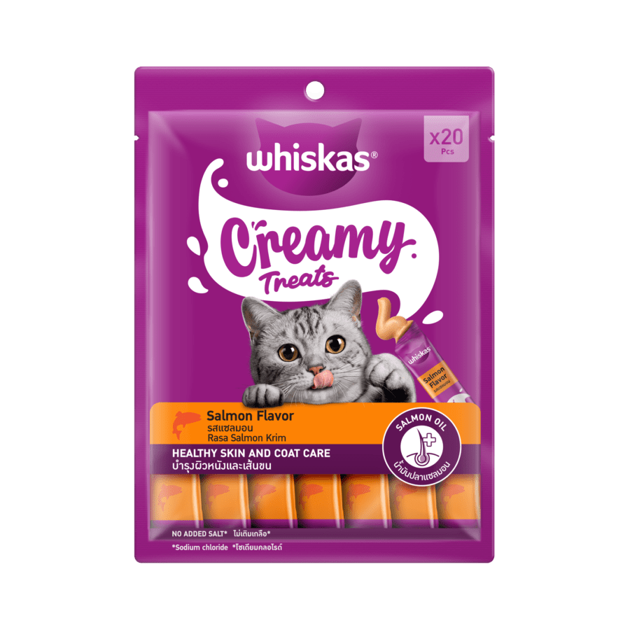 Whiskas Creamy Treats Salmon Snack Kucing 20 pcs x 12 gram 1pack