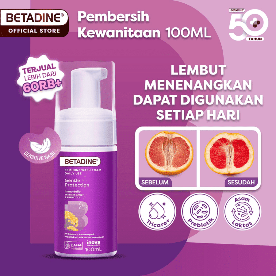 Betadine Gentle Protection Immortelle Feminine Wash Foam Pump Bottle