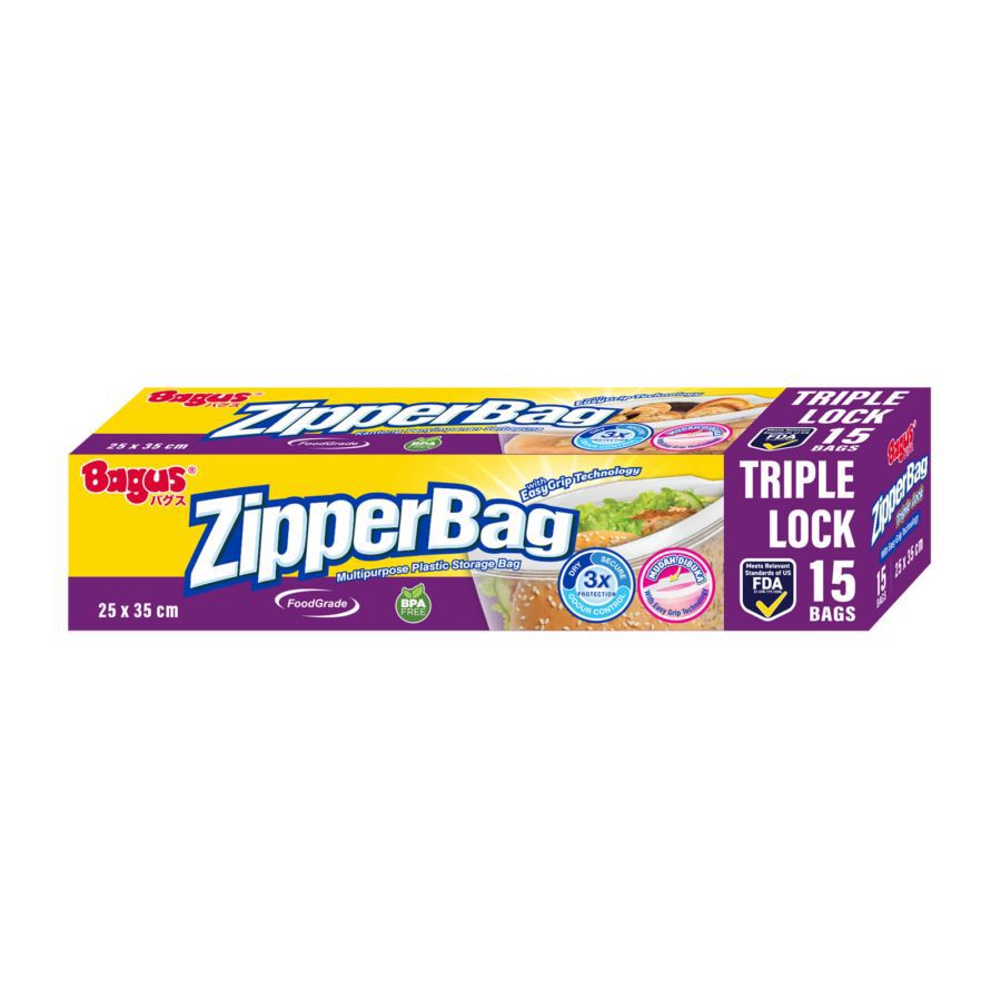 Bagus Zipperbag Double Lock Size 25 x 35 cm 1box