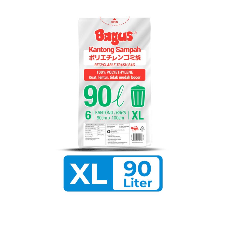 Bagus Kantong Sampah Putih Size XL 90 x 100 cm 90L 6pcs