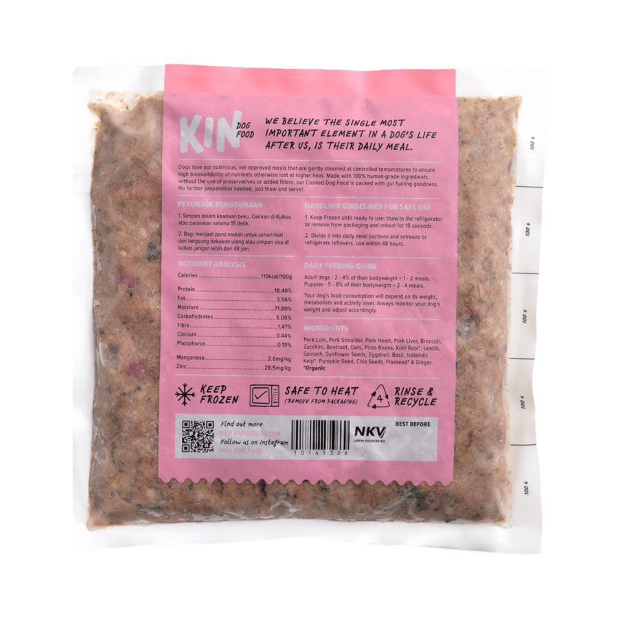 Kin Cooked Dog Food Pork Mix Makanan Anjing 500gram