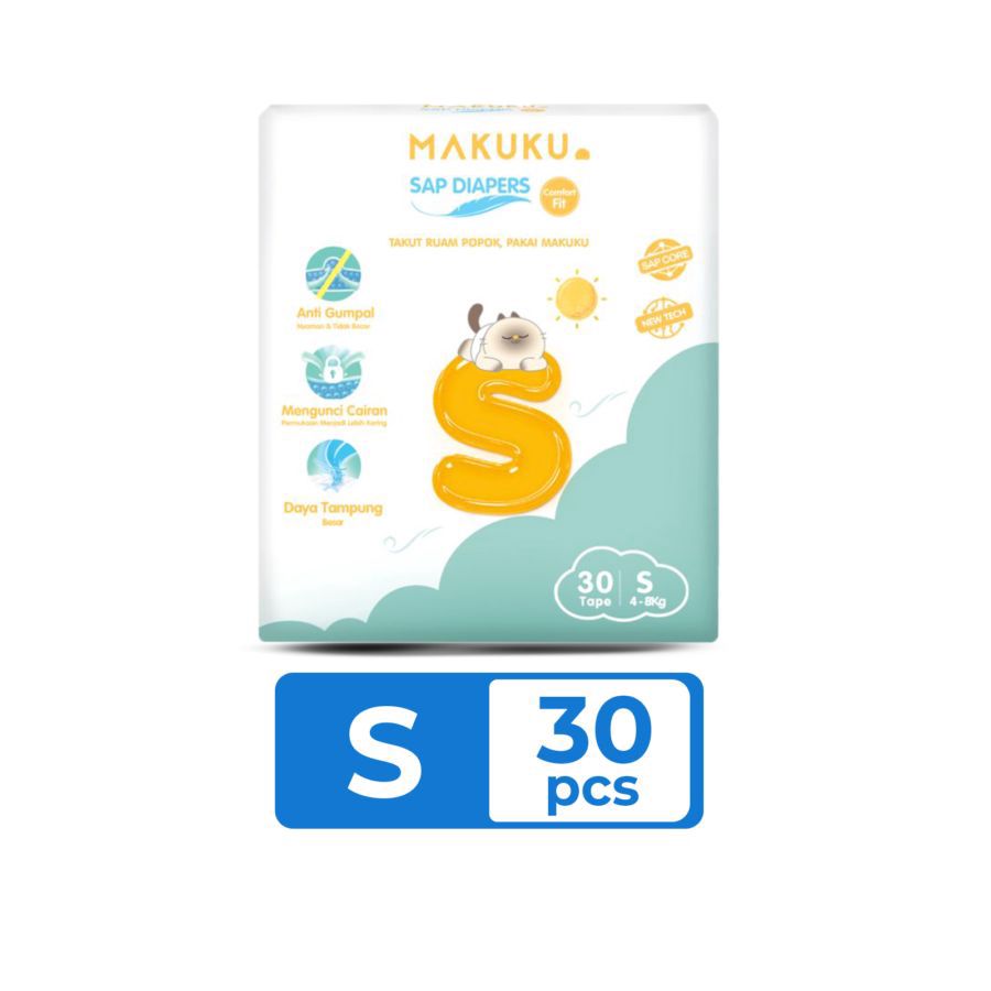 Makuku SAP Diaper Comfort Fit Tape Diapers S30 1pcs