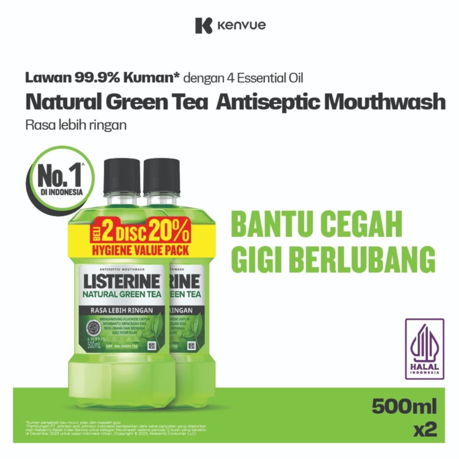 Listerine Natural Green Tea Antiseptic Mouthwash 2pcs