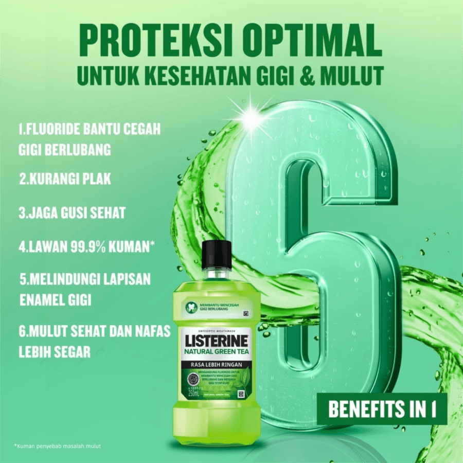 Listerine Natural Green Tea Antiseptic Mouthwash 2pcs