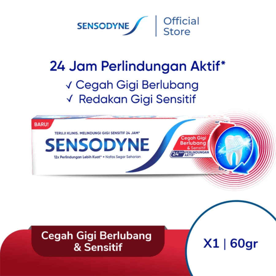 Sensodyne Cegah Gigi Berlubang & Sensitif Pasta Gigi 60gram