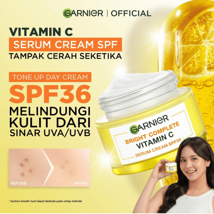 Garnier Bright Complete Vitamin C Tone Up Day Cream Moisturizer SPF36 50ml
