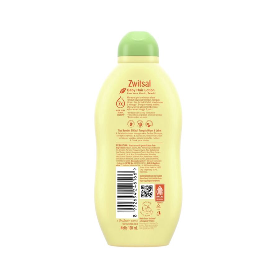 Zwitsal Baby Hair Lotion Aloe Vera, Kemiri, Seledri Perawatan Bayi 100ml