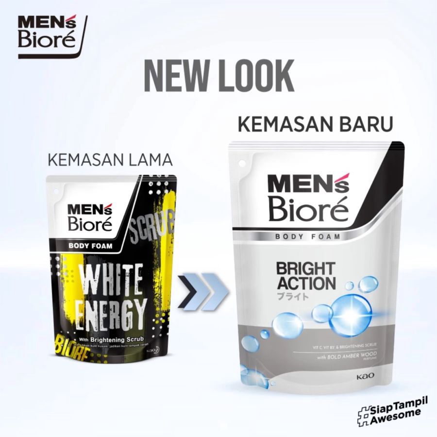 Men's Biore Bright Action Body Foam Refill 400ml