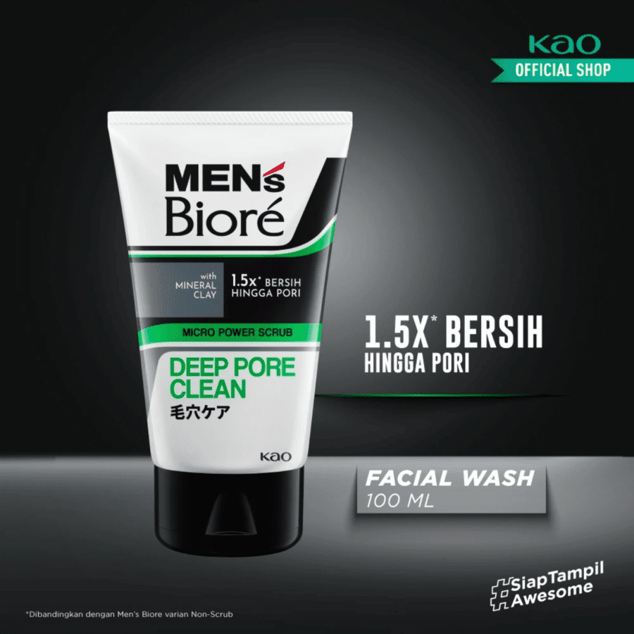 Men's Biore Deep Pore Clean Micro Power Scrub Facial Wash 100gram