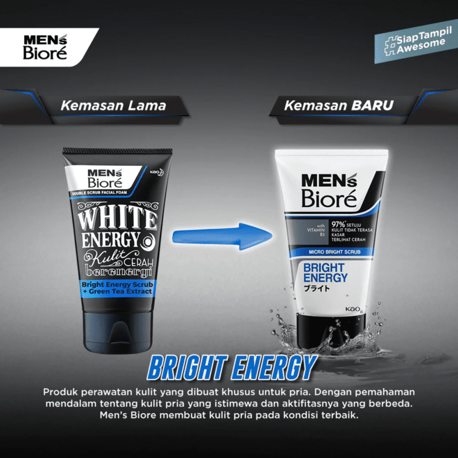 Men's Biore Bright Energy Micro Bright Scrub Facial Wash 100gram