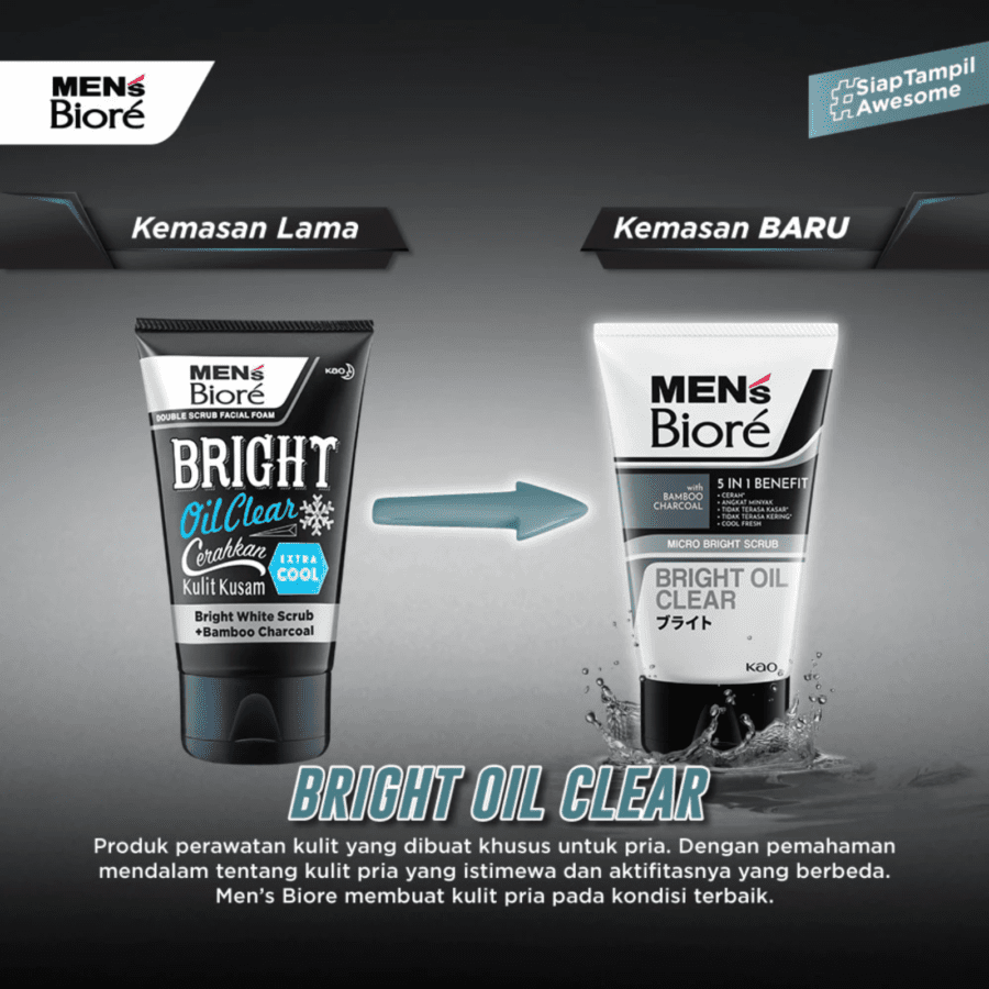 Men's Biore Bright Oil Clear Micro Bright Scrub Facial Wash 100gram
