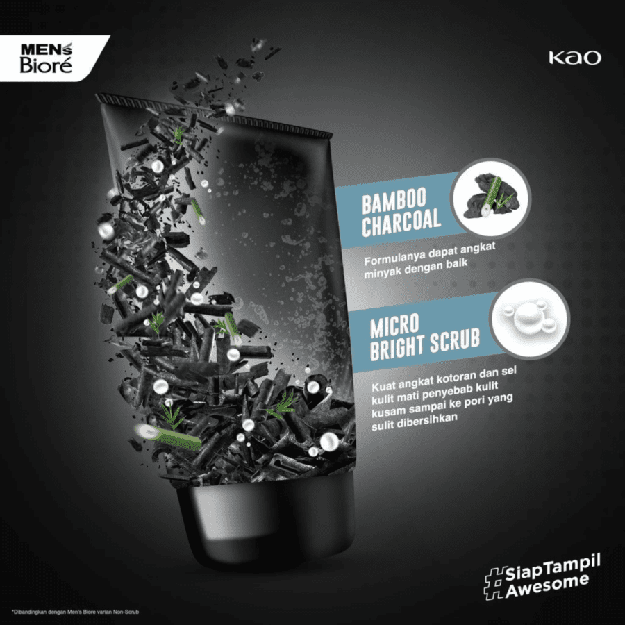 Men's Biore Bright Oil Clear Micro Bright Scrub Facial Wash 100gram