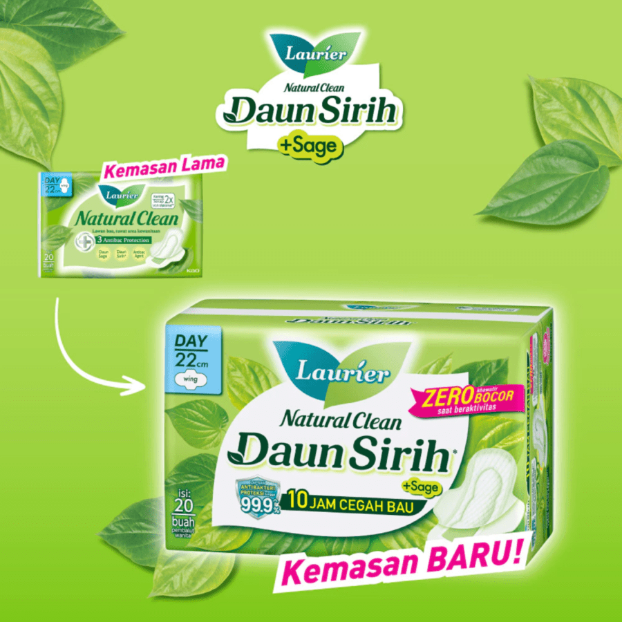 Laurier Natural Clean Daun Sirih Day Wing 22cm Pembalut Kewanitaan 20pads