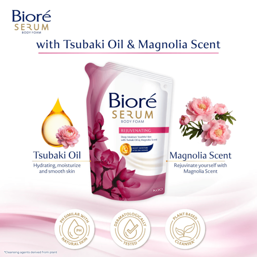 Biore Rejuvenating Tsubaki Oil & Magnolia Scent Serum Body Foam 380ml