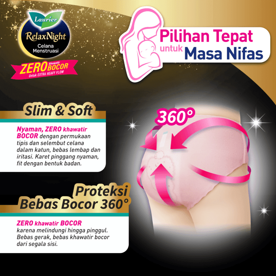 Laurier Relax Night Slim & Soft Celana Menstruasi All Size Pembalut Kewanitaan 2pcs 1pcs