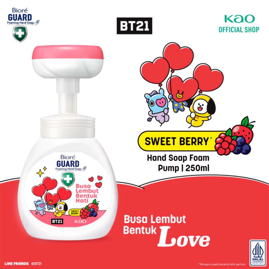 Biore Guard Sweet Berry Antibacterial Hand Wash Foam Pump Bottle [BT21 Special Edition A] 250ml