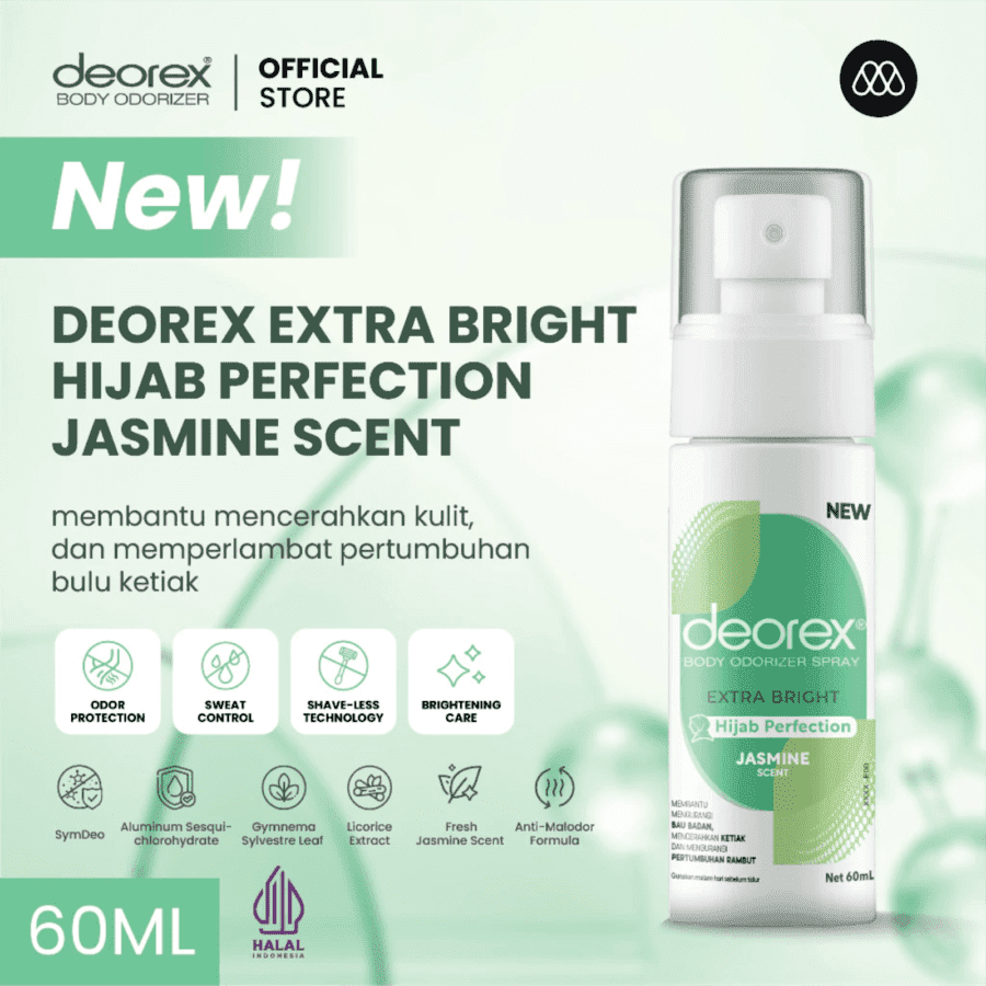 Deorex Extra Bright Hijab Perfection Jasmine Scent Deodorant Spray