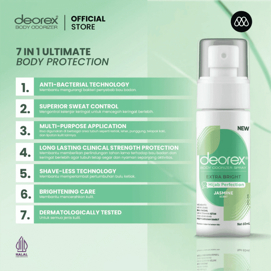 Deorex Extra Bright Hijab Perfection Jasmine Scent Deodorant Spray