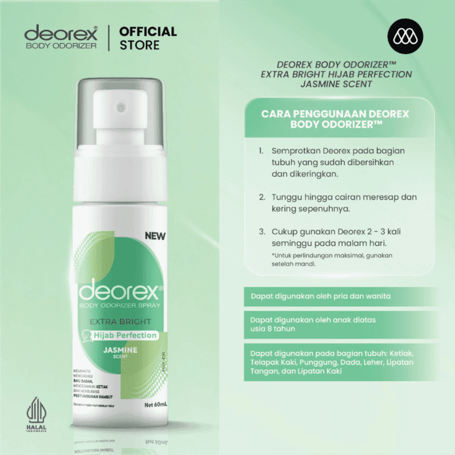 Deorex Extra Bright Hijab Perfection Jasmine Scent Deodorant Spray