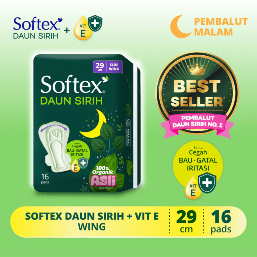 Softex Daun Sirih Wing 29cm Pembalut Kewanitaan 16pcs